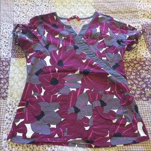 Floral scrub shirt